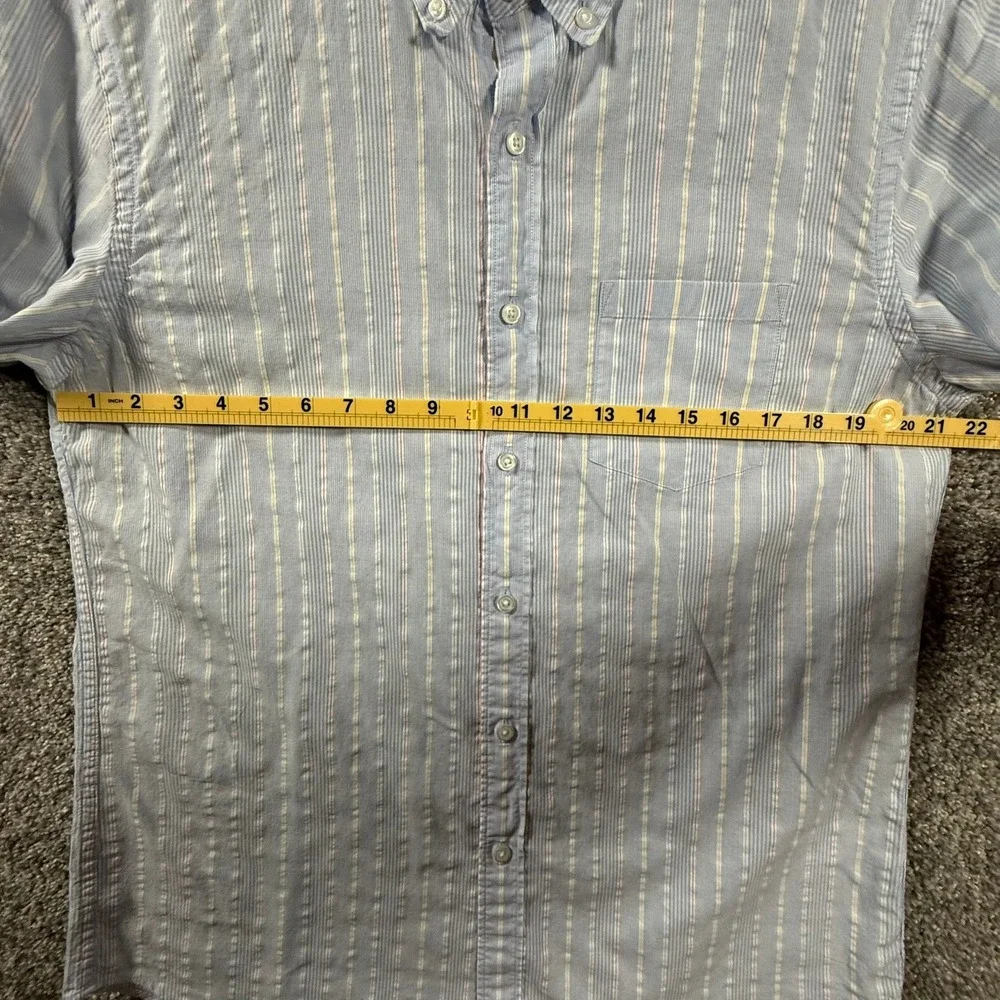 J.Crew Mens Large Blue White Striped Cotton Button Down Shirt Long Sleeve L